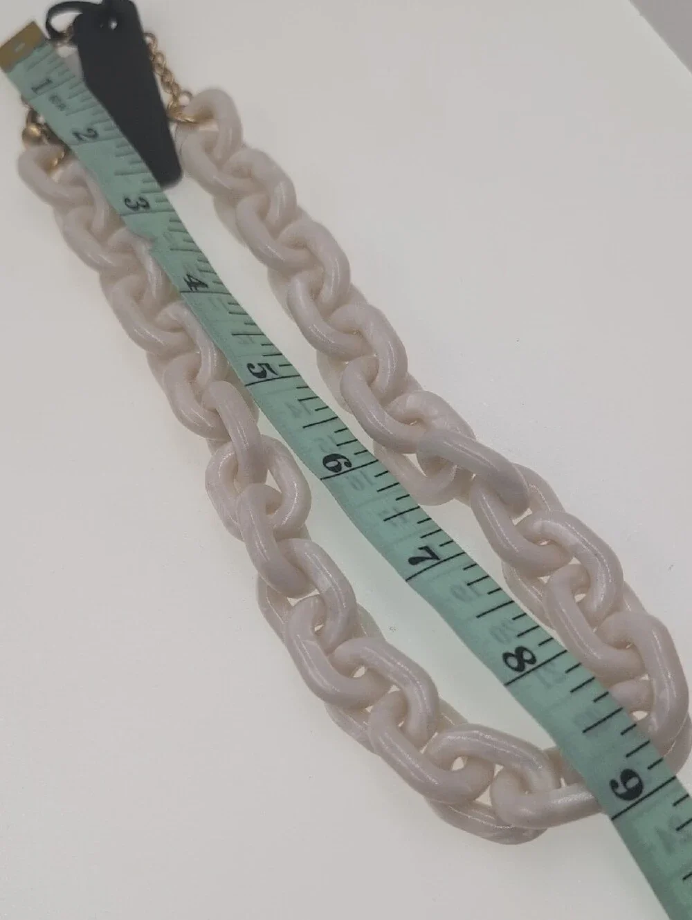 J. Crew Neutral Taupe Resin Link Necklace with Gold Accents 0108